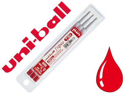 RECHARGE UNIBALL ROLLER SIGNO TSI ENCRE GEL EFFAÇABLE POINTE MOYENNE TRACÉ 0.7MM COLORIS ROUGE SET 3 UNITÉS