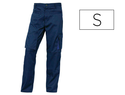 PANTALON TRAVAIL DELTAPLUS MACH2 POLYESTER COTON 245G/M2 7 POCHES COLORIS BLEU MARINE/BLEU ROI TAILLE S