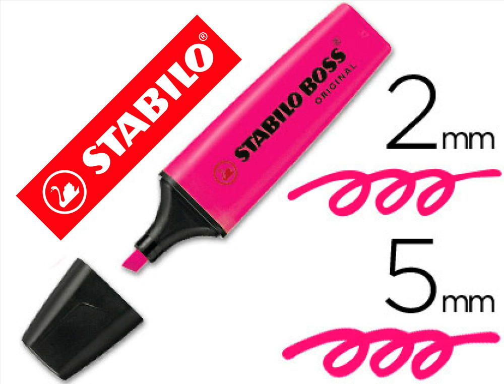 SURLIGNEUR STABILO BOSS TRAC 2/5MM POINTE BISEAUTE ENCRE UNIVERSELLE BASE EAU RSISTANTE LUMIRE COLORIS ROSE