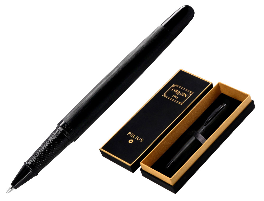 ROLLER BELIUS ORIGEN ALUMINIUM BROSSE ENCRE NOIRE  COLORIS NOIR DANS COFFRET     CADEAU