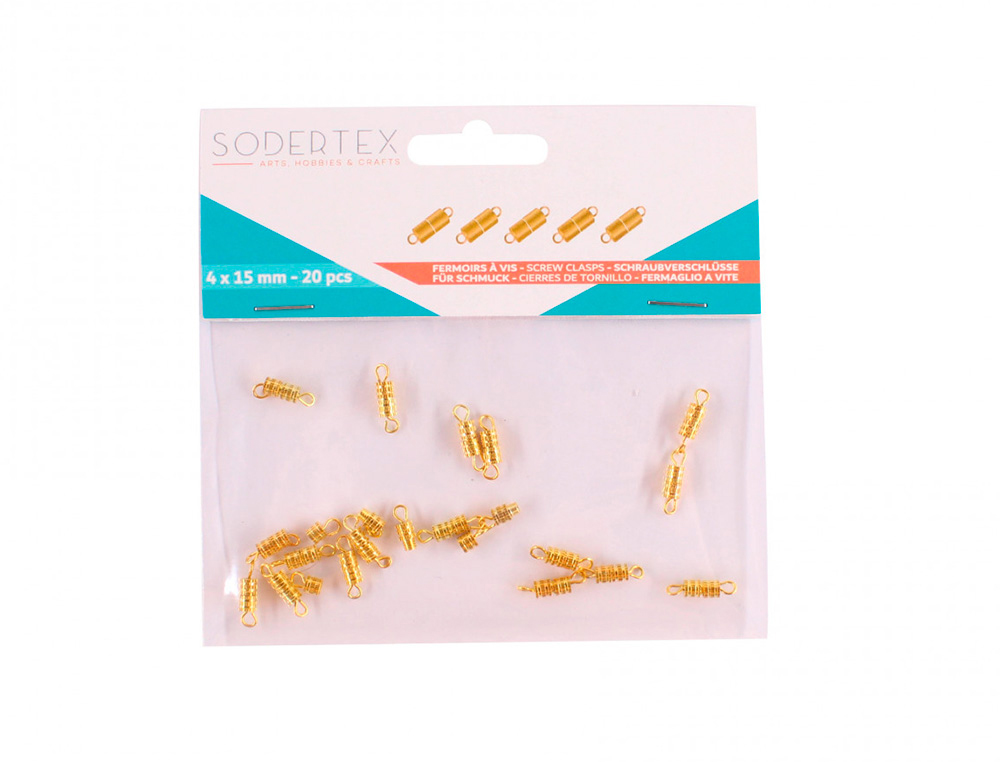 FERMOIRS BIJOUX SODERTEX OR VIS - 4 X 15 MM - 20 PCS - 1  COLORIS