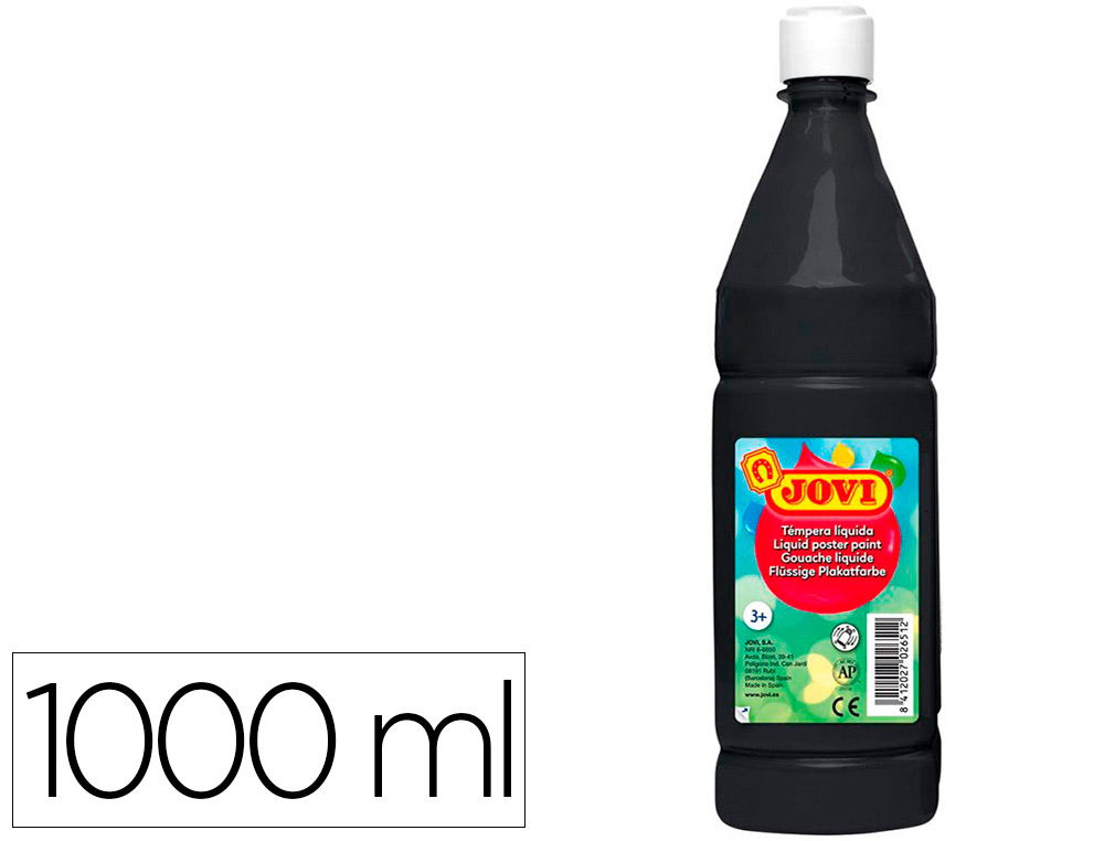 GOUACHE JOVI LIQUIDE BOUTEILLE 1000 ML. NOIR.