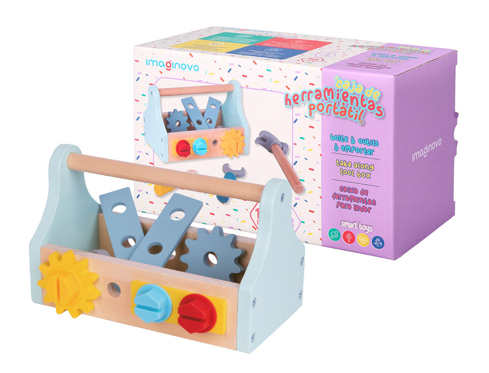 JEU ENFANT IMAGINOVO BOITE A OUTIL BOIS +3 ANS 18 PIECES