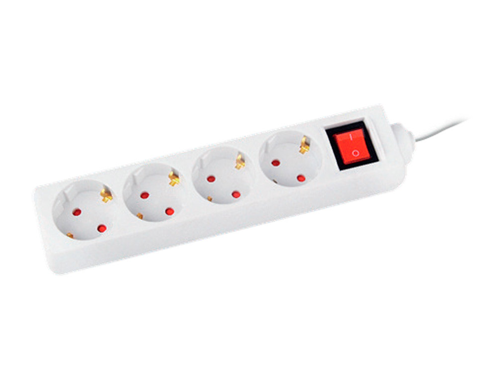 MULTIPRISE Q-CONNECT DE 4 PRISES AVEC INTERRUPTEUR      LONGUEUR CABLE 1,5M COLORIS   BLANC