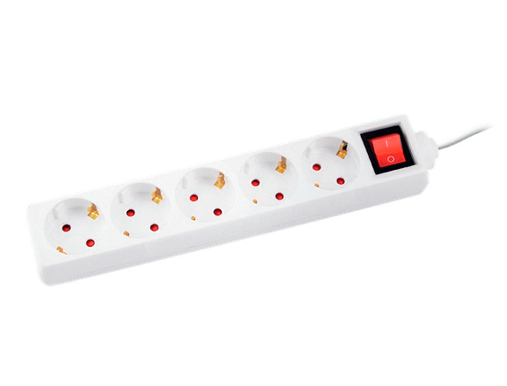 MULTIPRISE Q-CONNECT DE 5 PRISES AVEC INTERRUPTEUR      LONGUEUR CABLE 1,5M COLORIS   BLANC