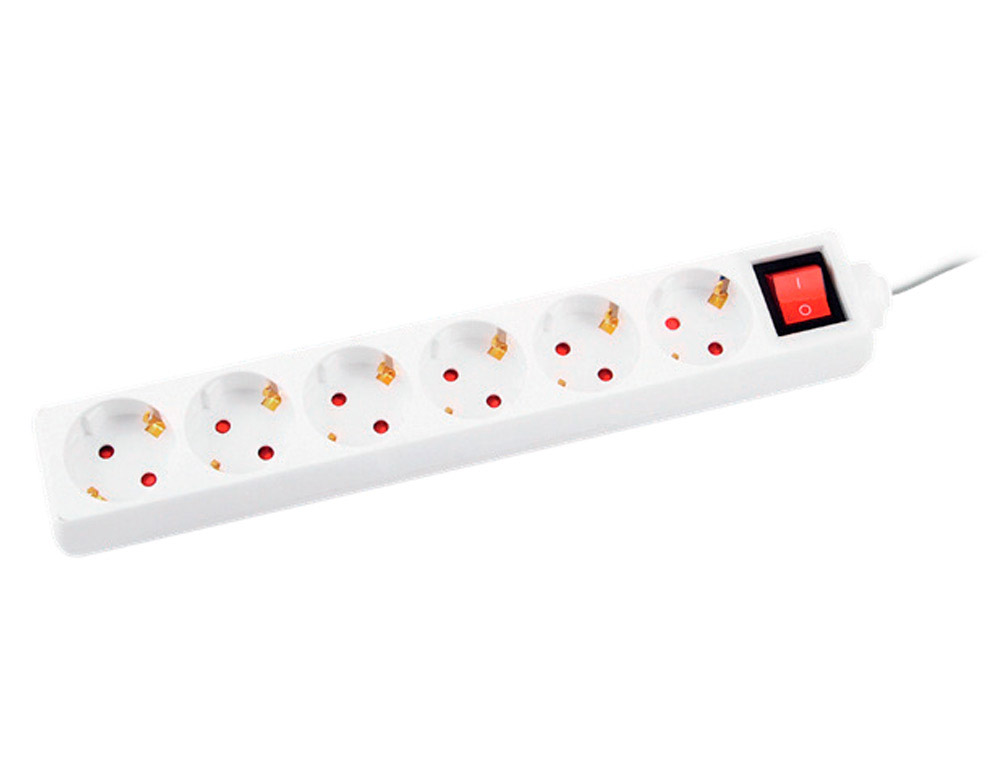 MULTIPRISE Q-CONNECT DE 6 PRISES AVEC INTERRUPTEUR      LONGUEUR CABLE 1,5M COLORIS   BLANC