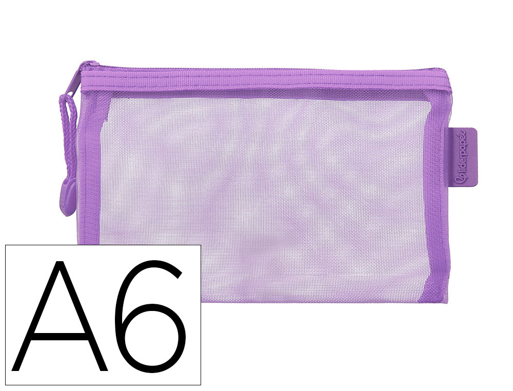 POCHETTE ZIP LIDERPAPEL A6 MULTIUSAGE FERMETURE ECLAIR   POLYESTER TRANSPIRABLE        COLORIS VIOLET
