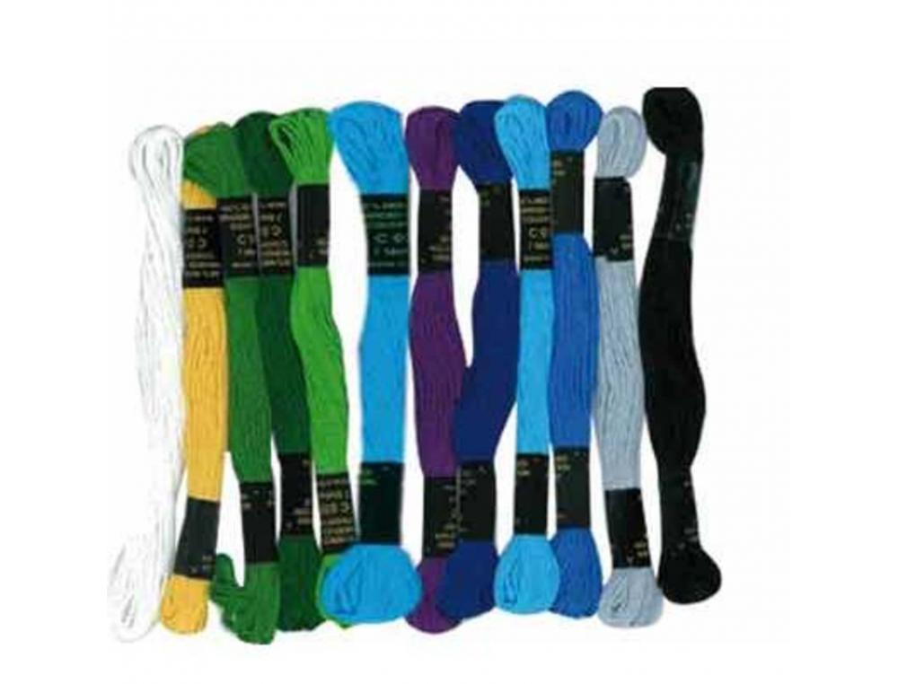 LOT FILS BRACELETS BRESILIENS GRAINE CREATIVE COTON 7M      ASSORTIMENT MER DU SUD 12     ECHEVETTES COLORIS ASSORTIS