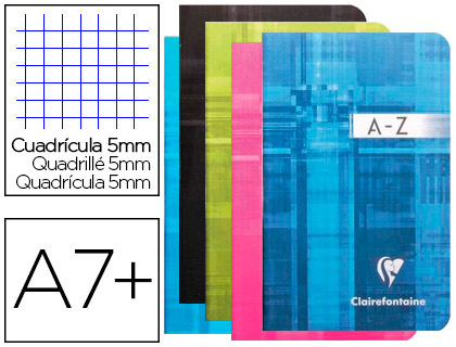 RÉPERTOIRE CLAIREFONTAINE PIQÛRE PAPIER VÉLIN VELOUTÉ COUVERTURE PELLICULÉE LAVABLE 90X140MM 96 PAGES 90G 5X5MM