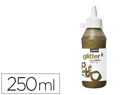 GEL PAILLETÉ PÉBÉO TRANSPARENT TEINTÉ COLORIS OR FLACON 250ML