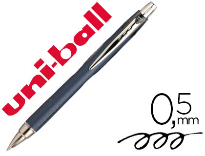 STYLO-BILLE UNIBALL JETSTREAM RT ÉCRITURE MOYENNE 0.5MM ENCRE GEL RÉTRACTABLE GRIP ANTIGLISSE AGRAFE MÉTAL COLORIS NOIR