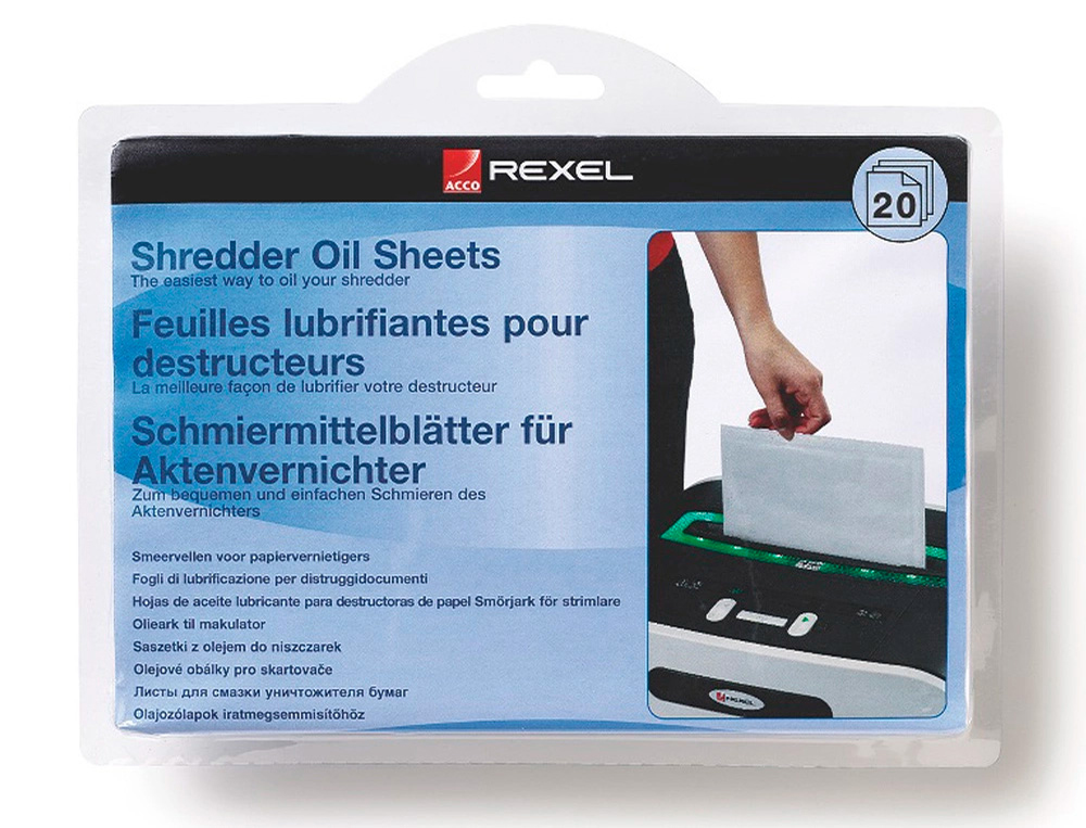 FEUILLE PRÉLUBRIFIÉE REXEL TOUT MODÈLE DESTRUCTEUR PROLONGE LEUR DURÉE PAQUET 12 UNITÉS