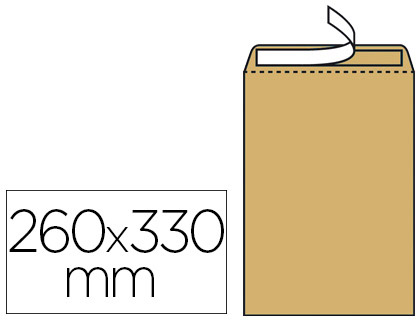 POCHETTE KRAFT ARMÉ 120G ADHÉSIVE ÉCONOMIQUE 24 260X330MM PAQUET 50 UNITÉS