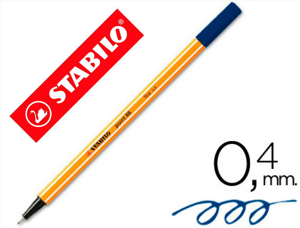 STYLO-FEUTRE STABILO POINT 88 CRITURE FINE 0.4MM 1000M POINTE GAINE MTAL CORPS HEXAGONAL COLORIS BLEU