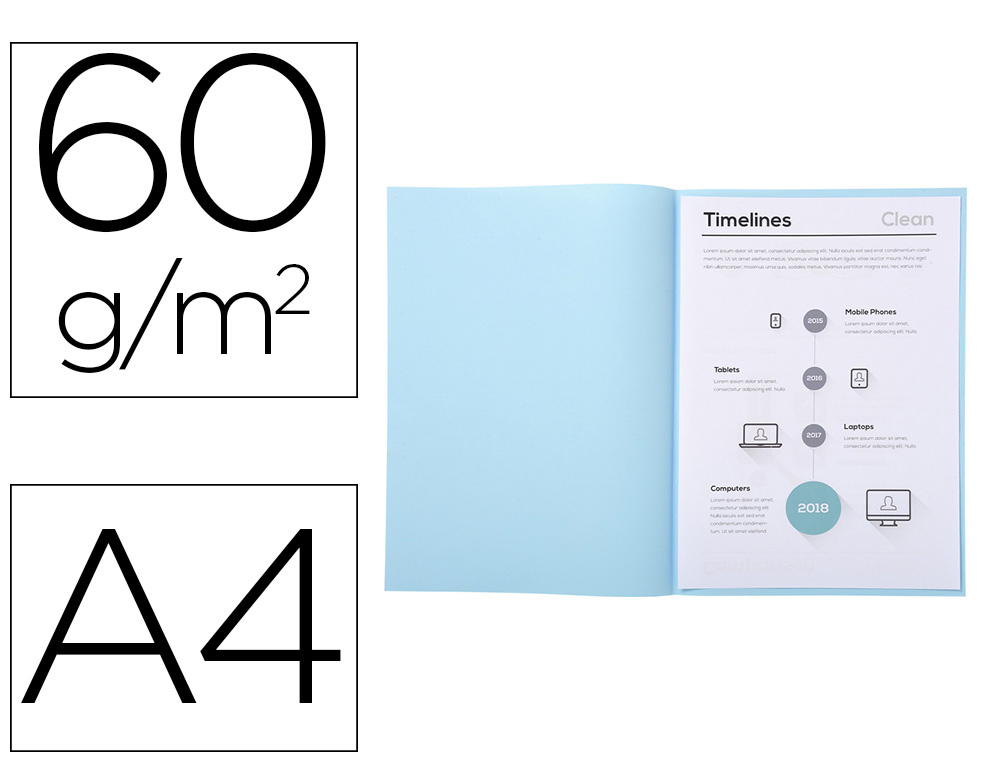 SOUS-CHEMISE EXACOMPTA SUPER 220X310MM 60G COLORIS BLEU CLAIR PACK 250 UNITÉS