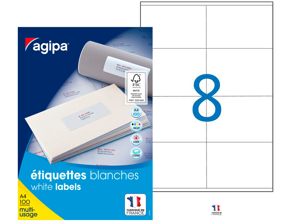 TIQUETTE ADHSIVE APLI AGIPA MULTI-USAGE 105X70MM TOUTE IMPRIMANTE BOTE 800 UNITS