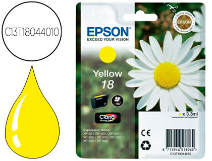 CARTOUCHE EPSON T1804 JET D'ENCRE C13T18044010 COULEUR JAUNE 175P