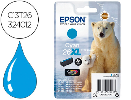 CARTOUCHE EPSON T2632 JET D'ENCRE C13T26324010 COULEUR CYAN HAUTE CAPACIT