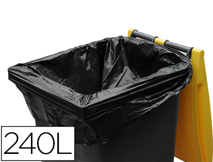 SAC POUBELLE CONTAINER POLYTHYLNE BASSE DENSIT 240L 35 MICRONS COLORIS NOIR ROULEAU 25 UNITES