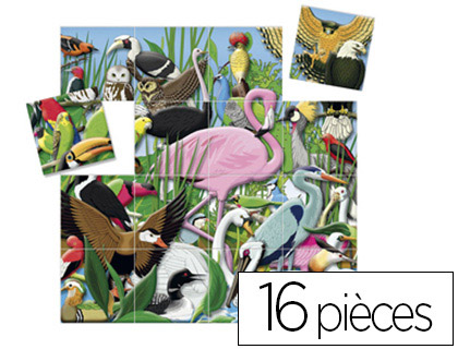 PUZZLE MAGNTIQUE 28X28CM 16 PICES CARRES 7X7CM THME OISEAUX DS 4 ANS