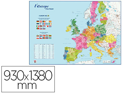 CARTE SOUPLE BOUCHUT GRANDRÉMY RECTO EUROPE / VERSO MONDE POLITIQUE 98X138CM 390G PÉLLICULÉE EFFAÇABLE À SEC