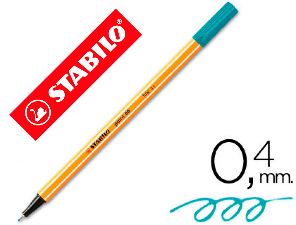 STYLO-FEUTRE STABILO POINT 88 CRITURE FINE 0.4MM 1000M POINTE GAINE MTAL CORPS HEXAGONAL COLORIS TURQUOISE