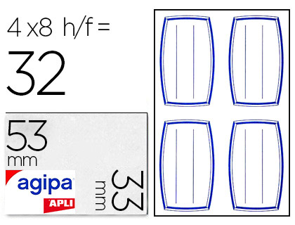 TIQUETTE ADHSIVE APLI AGIPA COLIER 33X53MM POCHETTE 32 UNITS
