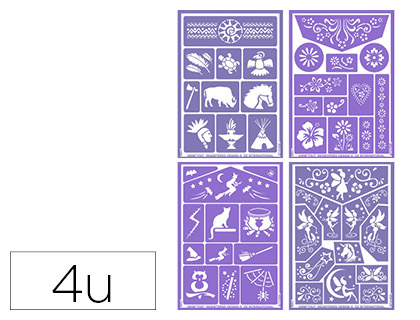 POCHOIR MAQUILLAGE OZ INTERNATIONAL GRIM'TOUT SET N.2 MOTIFS FLEURS FAIRY INDIEN ET MAGIE