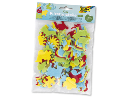 FEUTRINE FOLIA FORMES ADHSIVES POUR ENFANTS COLORIS ASSORTIS PAQUET 112 UNITS