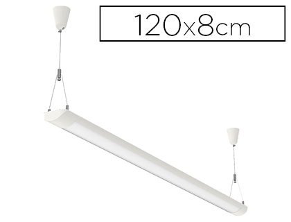 PLAFONNIER MAULSTART LED BASSE CONSOMMATION CLASSE A+ 35W CORDON 2.5M CORPS EN MÉTAL THERMOLAQUÉ BLANC 1200MM