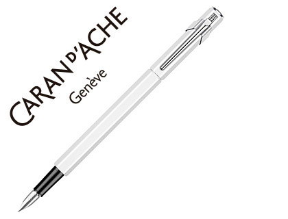 STYLO-PLUME CARAN D'ACHE 840 POP LINE CORPS ALUMINIUM PLUME MOYENNE COLORIS BLANC ÉTUI