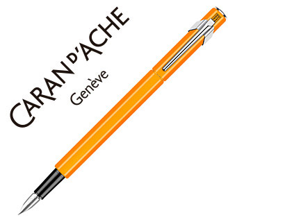 STYLO-PLUME CARAN D'ACHE 840 POP LINE CORPS ALUMINIUM PLUME MOYENNE COLORIS ORANGE ÉTUI