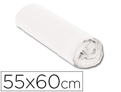 SAC POUBELLE DOMESTIQUE 55X60CM LIENS COULISSANTS CALIBRE 120 CAPACIT 23L COLORIS BLANC ROULEAU 15 UNITS
