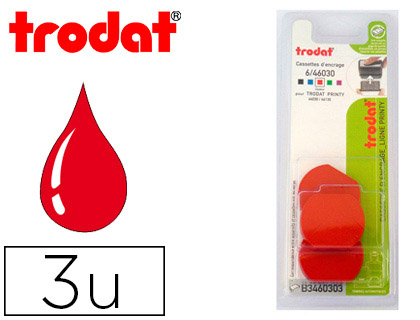 RECHARGE TAMPON TRODAT 46030/46130 ROUGE BLISTER 3 UNITÉS