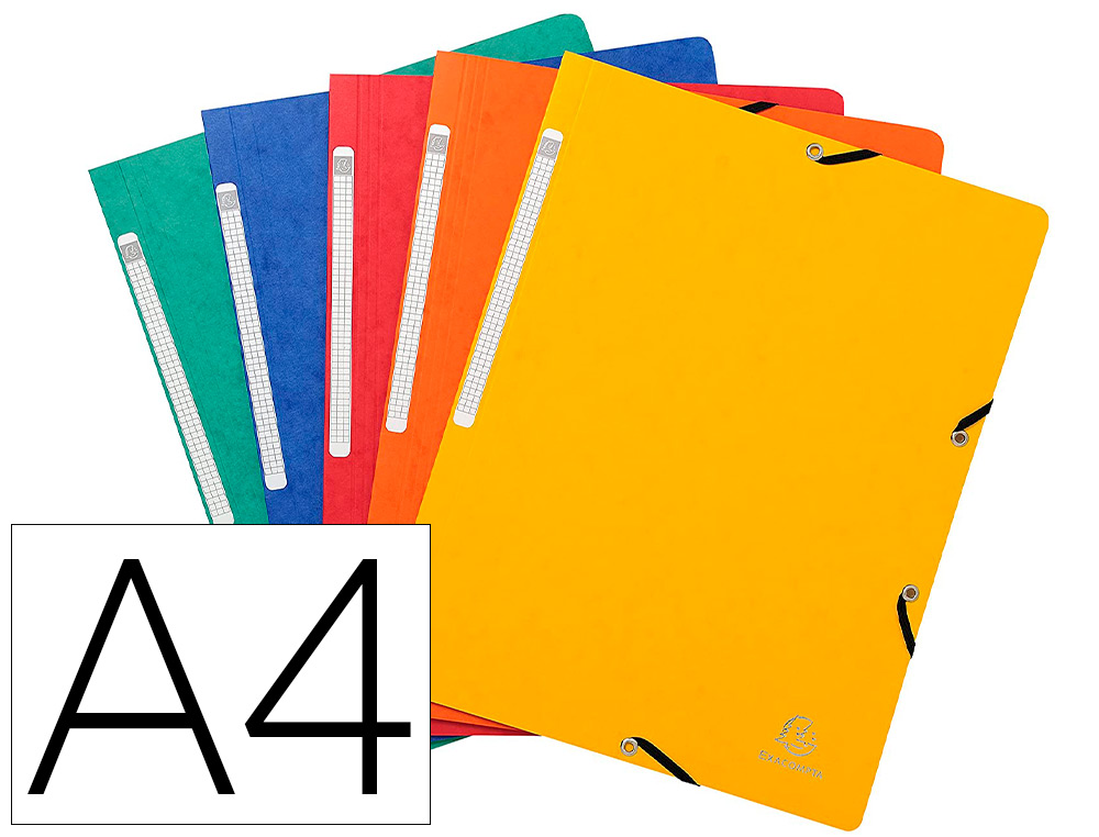 CHEMISE EXACOMPTA SANS RABAT CARTE LUSTRÉE 4,5/10E FORMAT A4 ÉLASTIQUE ÉTIQUETTE DOS COLORIS ASSORTIS LOT 10 UNITÉS