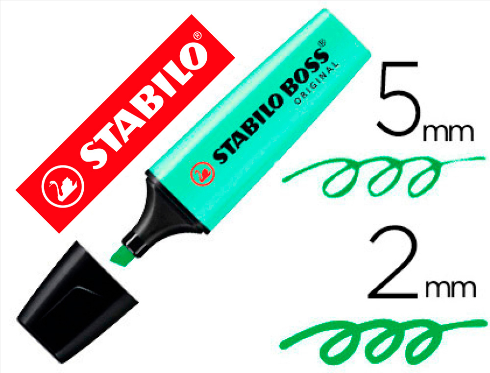 SURLIGNEUR STABILO BOSS PASTEL TRAC 2/5MM POINTE BISEAUTE ENCRE UNIVERSELLE BASE EAU RSISTANTE LUMIRE MENTHE  L'EAU