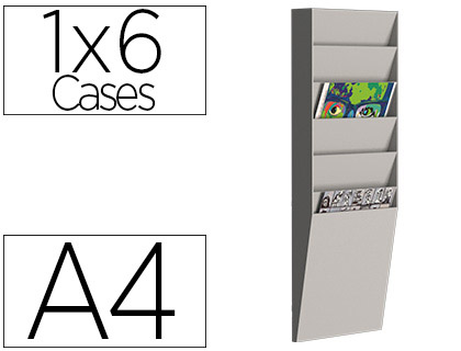 TRIEUR MURAL PAPERFLOW POLYSTYRÈNE 6 CASES FORMAT A4 COLORIS GRIS
