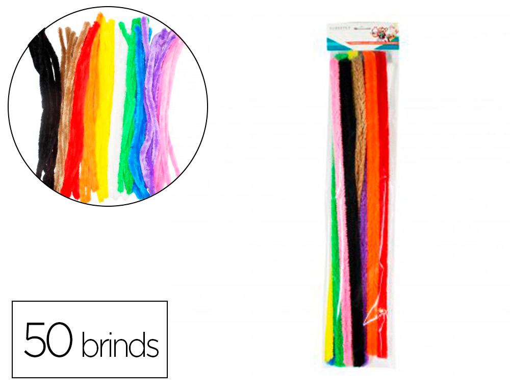 PACK CHENILLES SODERTEX 20MMX500MM 50 BRINS 10        COLORIS ASSORTIS