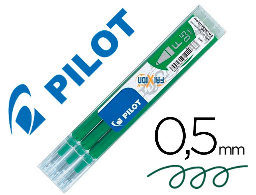 RECHARGE ROLLER PILOT FRIXION BALL POINTE FINE COLORIS VERT SET 3 UNITÉS