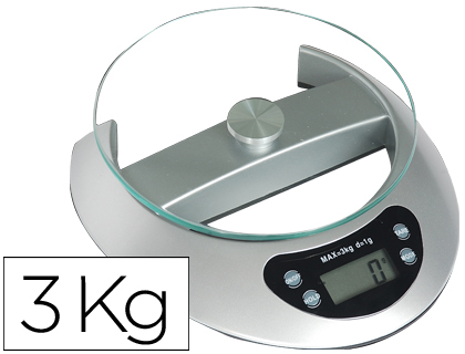 PÈSE-LETTRES ÉLECTRONIQUE Q-CONNECT 3KG BASE 19X21CM DIAMÈTRE PLATEAU 17CM PLATEFORME CRISTAL TEMPÉRÉ ÉCRAN LCD