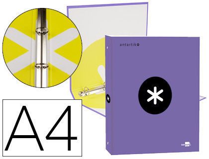 CLASSEUR ANTARTIK 4 ANNEAUX RONDS 25MM A4 CARTON REMBORDE COLORIS VIOLET
