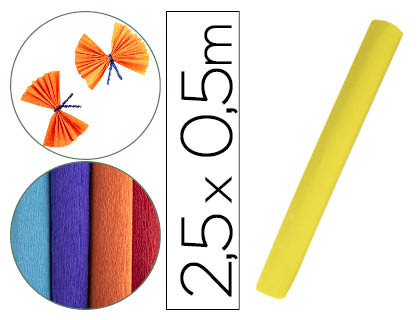 PAPIER CREPON LIDERPAPEL ROULEAU 50CMX2,5M 85GR        COLORIS JAUNE