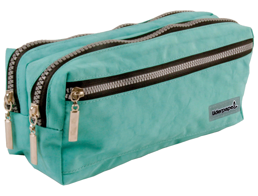 TROUSSE SCOLAIRE LIDERPAPEL LARGE RECTANGULAIRE 3 COMPARTIMENTS 210X80X85MM COLORIS       TURQUOISE