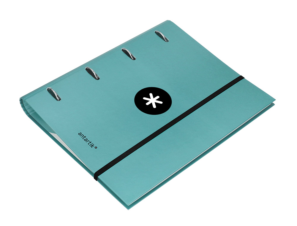 CLASSEUR ANTARTIK 4 ANNEAUX RONDS 40MM A4 CARTON REMBORD FEUILLETS MOBILES Q5X5 COLORIS MENTHE