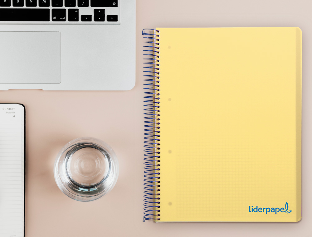 CAHIER SPIRALE LIDERPAPEL A4 MICRO WONDER 240 PAGES 90G    5X5MM 4 TROUS 5 BANDES        COULEURS JAUNE
