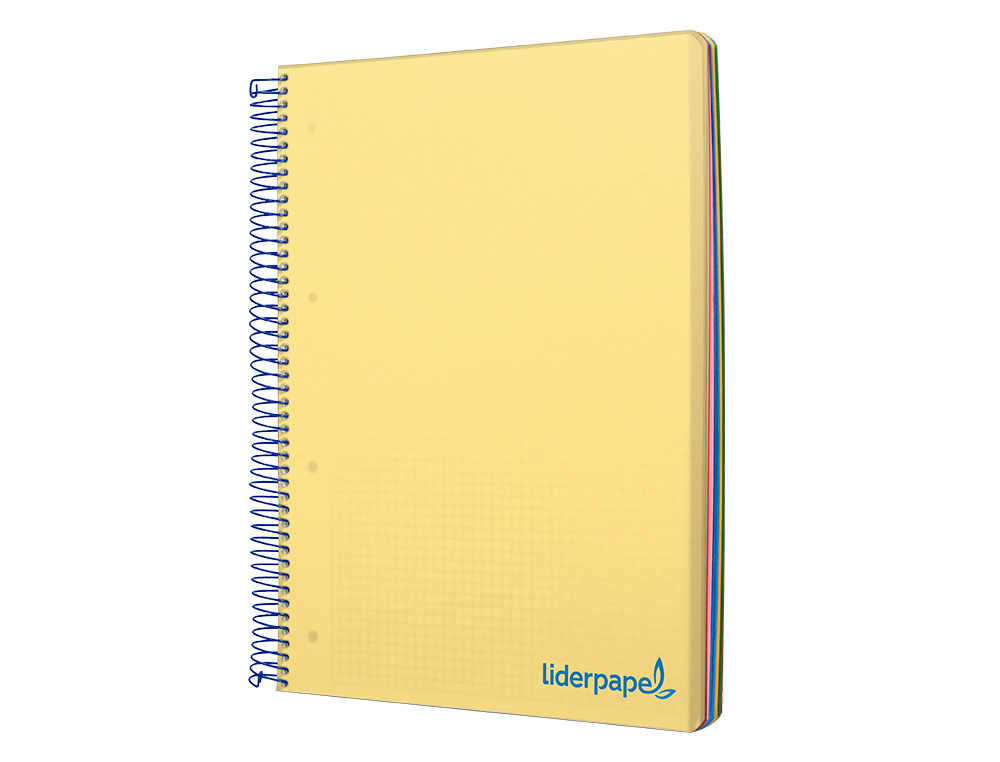 CAHIER SPIRALE LIDERPAPEL A4 MICRO WONDER 240 PAGES 90G    5X5MM 4 TROUS 5 BANDES        COULEURS JAUNE