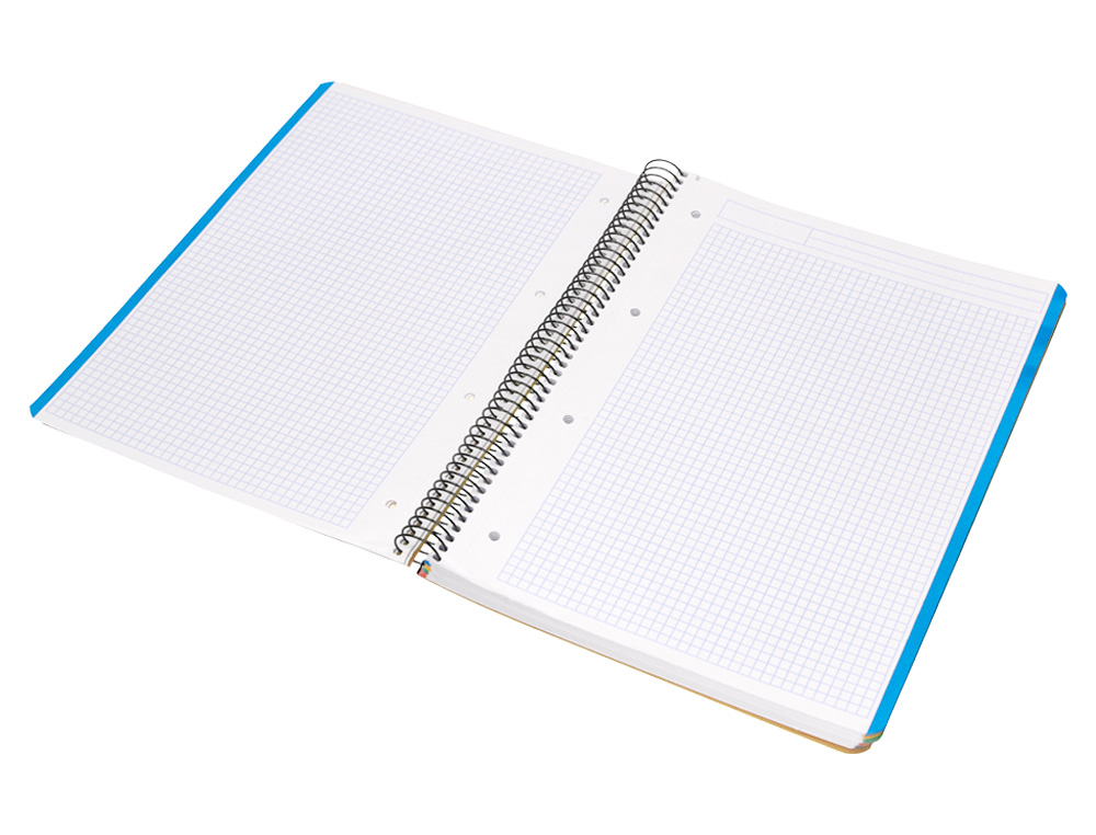 CAHIER SPIRALE LIDERPAPEL A4 MICRO WONDER 240 PAGES 90G    5X5MM 4 TROUS 5 BANDES        COULEURS JAUNE
