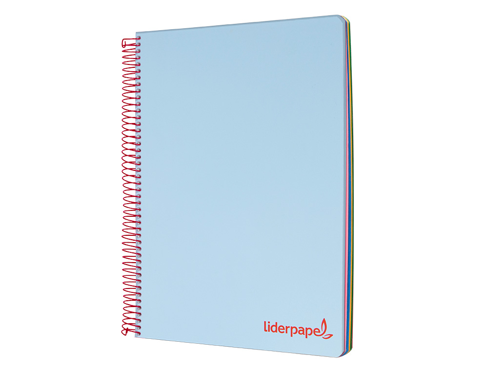 CAHIER SPIRALE LIDERPAPEL A4 MICRO WONDER 240 PAGES 90G 5X5MM 4 TROUS 5 BANDES COULEURS BLEU CIEL