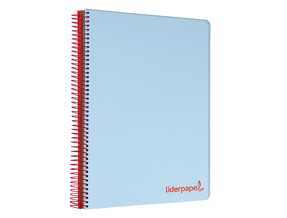 CAHIER SPIRALE LIDERPAPEL A4 MICRO WONDER 240 PAGES 90G 5X5MM 4 TROUS 5 BANDES COULEURS BLEU CIEL