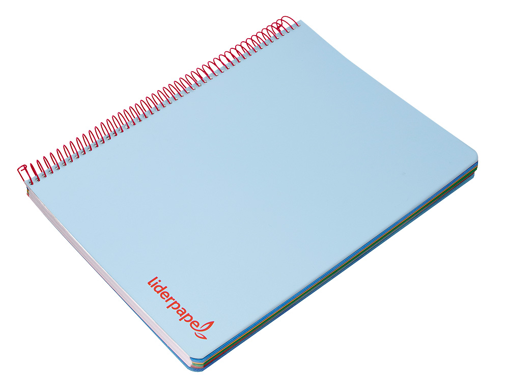 CAHIER SPIRALE LIDERPAPEL A4 MICRO WONDER 240 PAGES 90G 5X5MM 4 TROUS 5 BANDES COULEURS BLEU CIEL